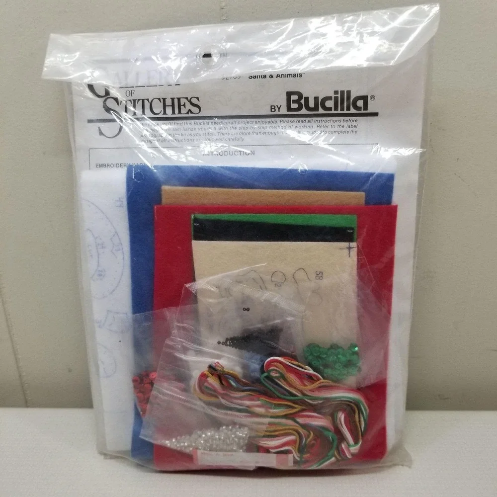 Bucilla Gallery of‎ Stitches Felt Stocking SANTA ANIMALS 32709 Kit Christmas